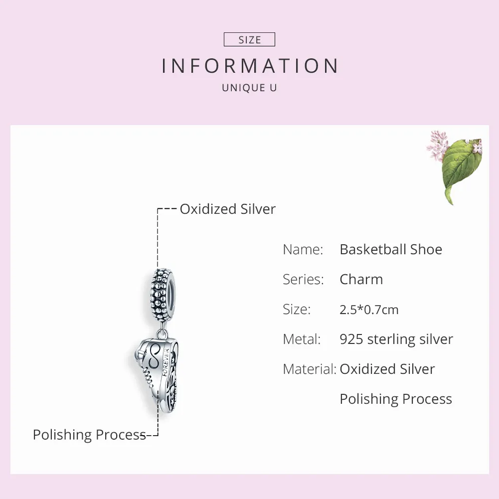 Pandora Style Silver Bangle Charm, Running Sneaker - SCC1541