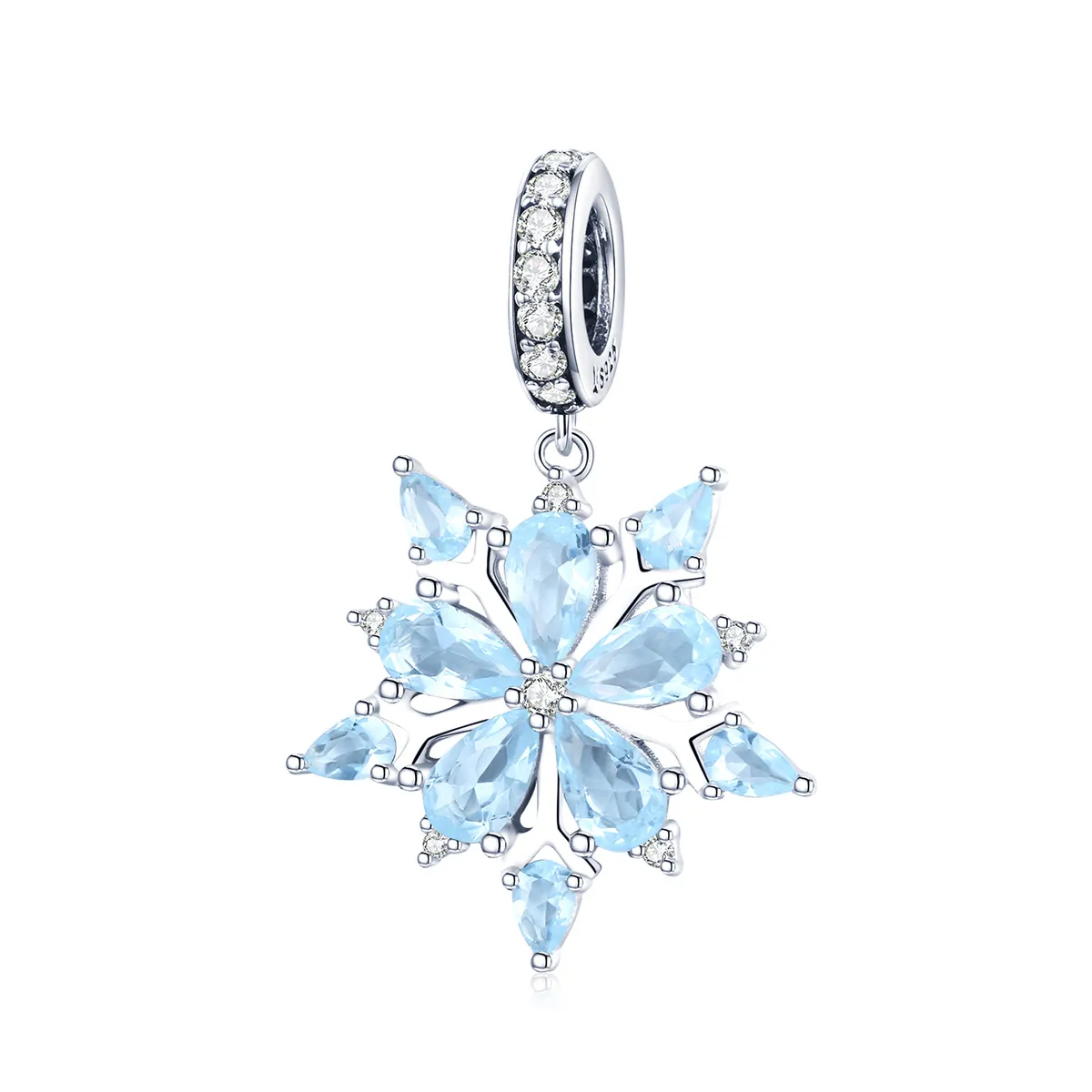 Pandora Style Silver Bangle Charm, Snowflakes - SCC940