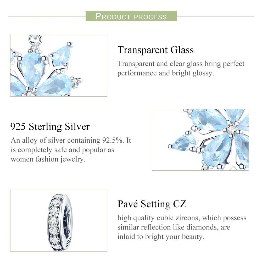 Pandora Style Silver Bangle Charm, Snowflakes - SCC940