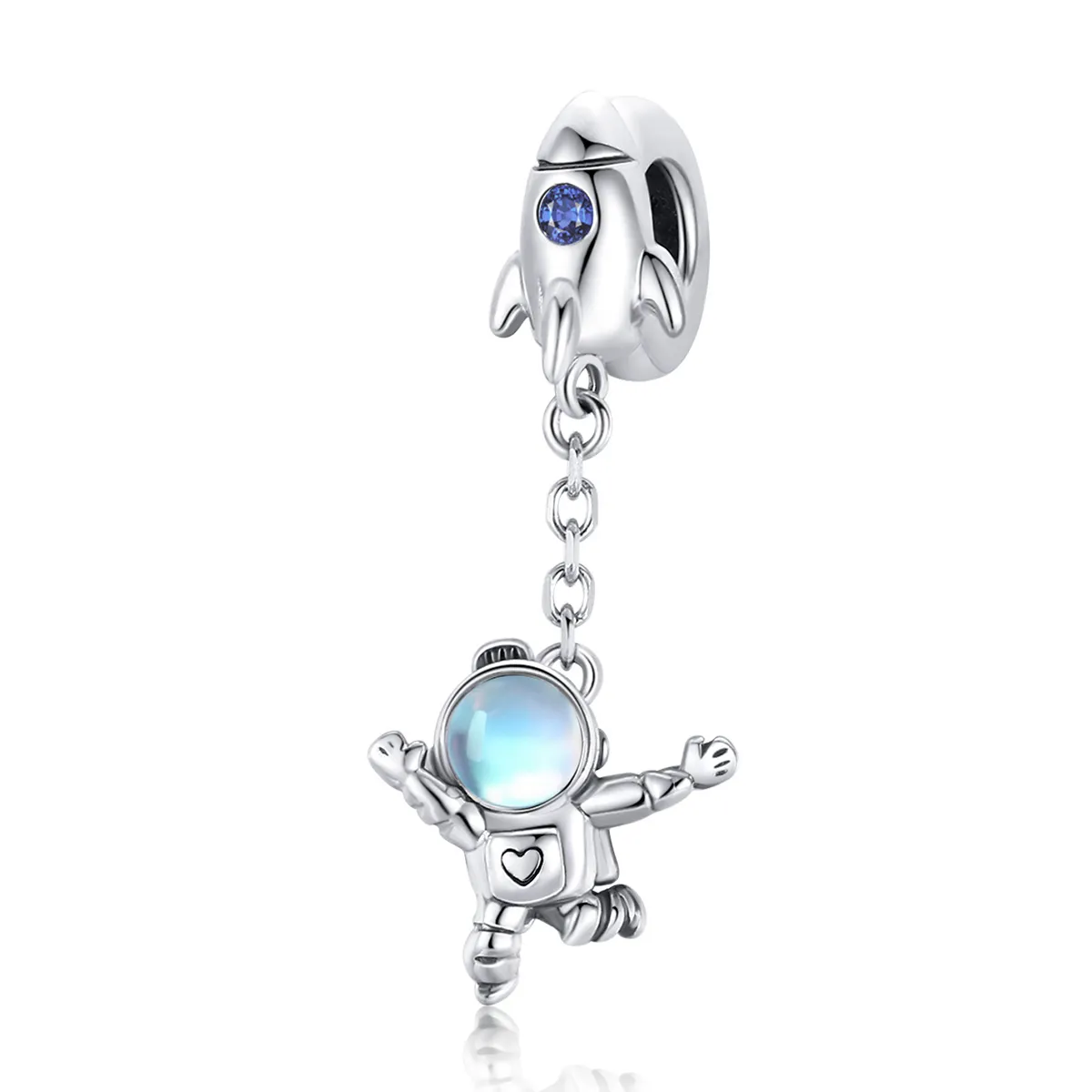 Pandora Style Silver Bangle Charm, Spaceship & Astronaut - SCC1695