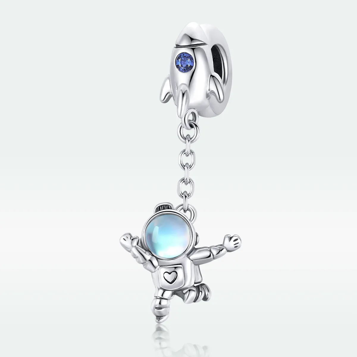 Pandora Style Silver Bangle Charm, Spaceship & Astronaut - SCC1695