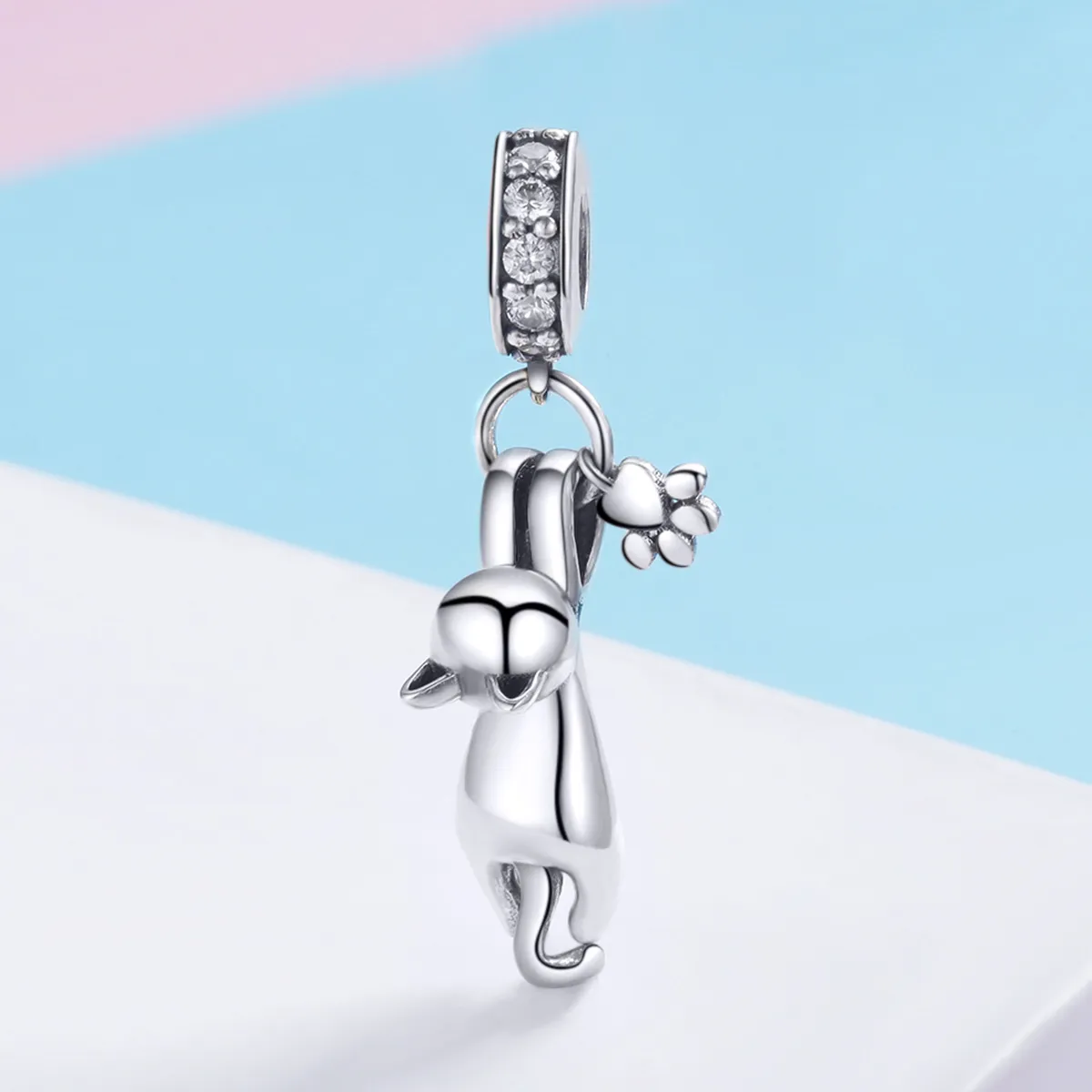 Pandora Style Silver Bangle Charm, Sticky Cat - SCC930