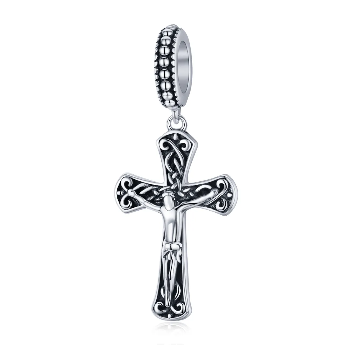 Pandora Style Silver Bangle Charm, The Cross of Jesus - SCC1407