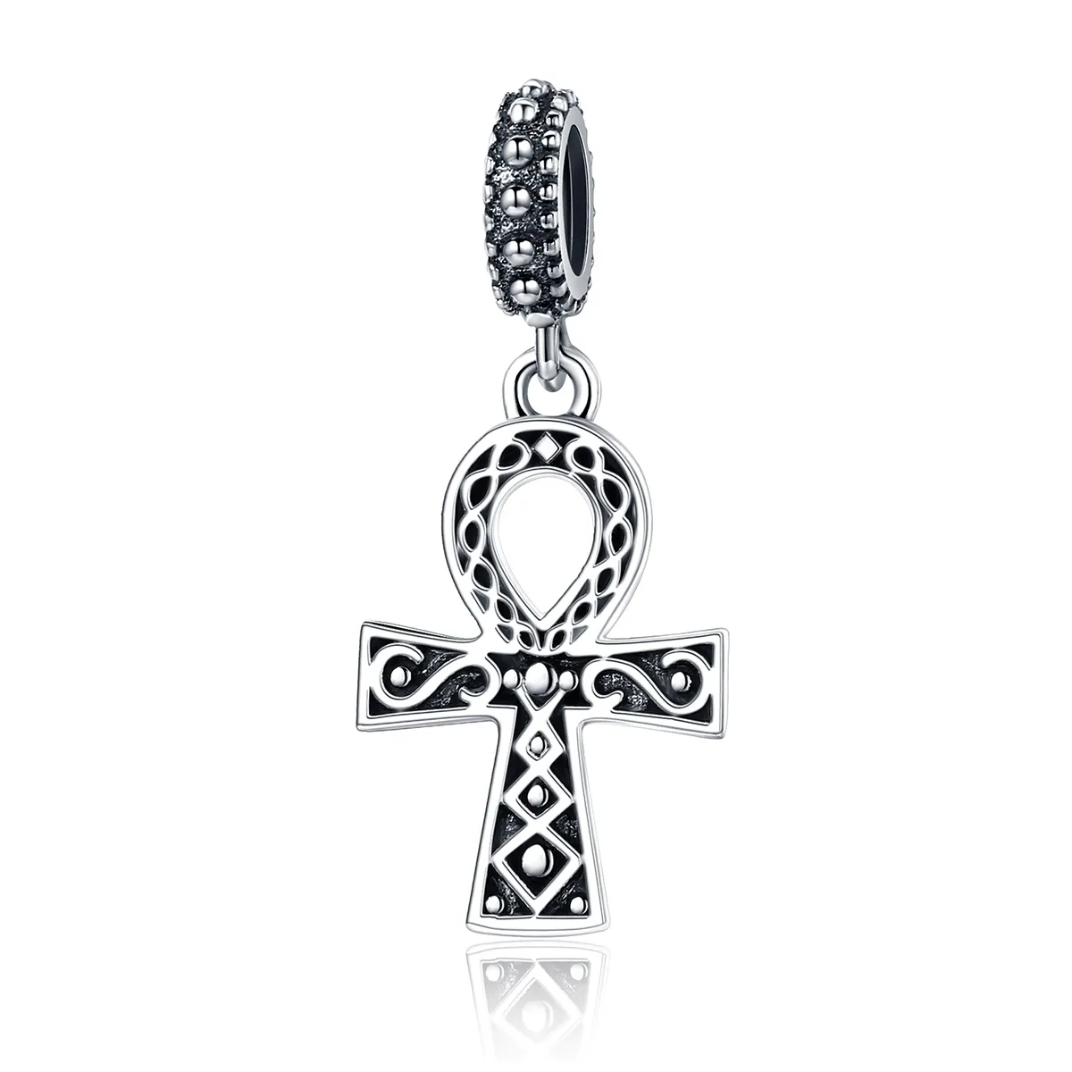 Pandora Style Silver Bangle Charm, The Cross of The Power of Retro Faith - SCC185