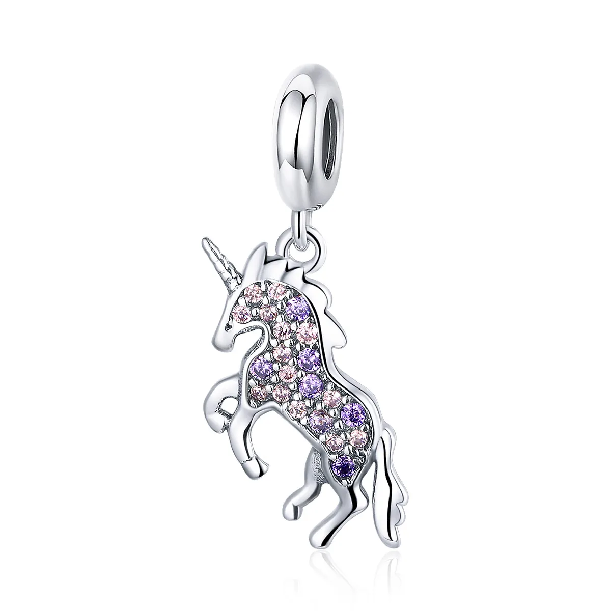 Pandora Style Silver Bangle Charm, Unicorn - SCC996