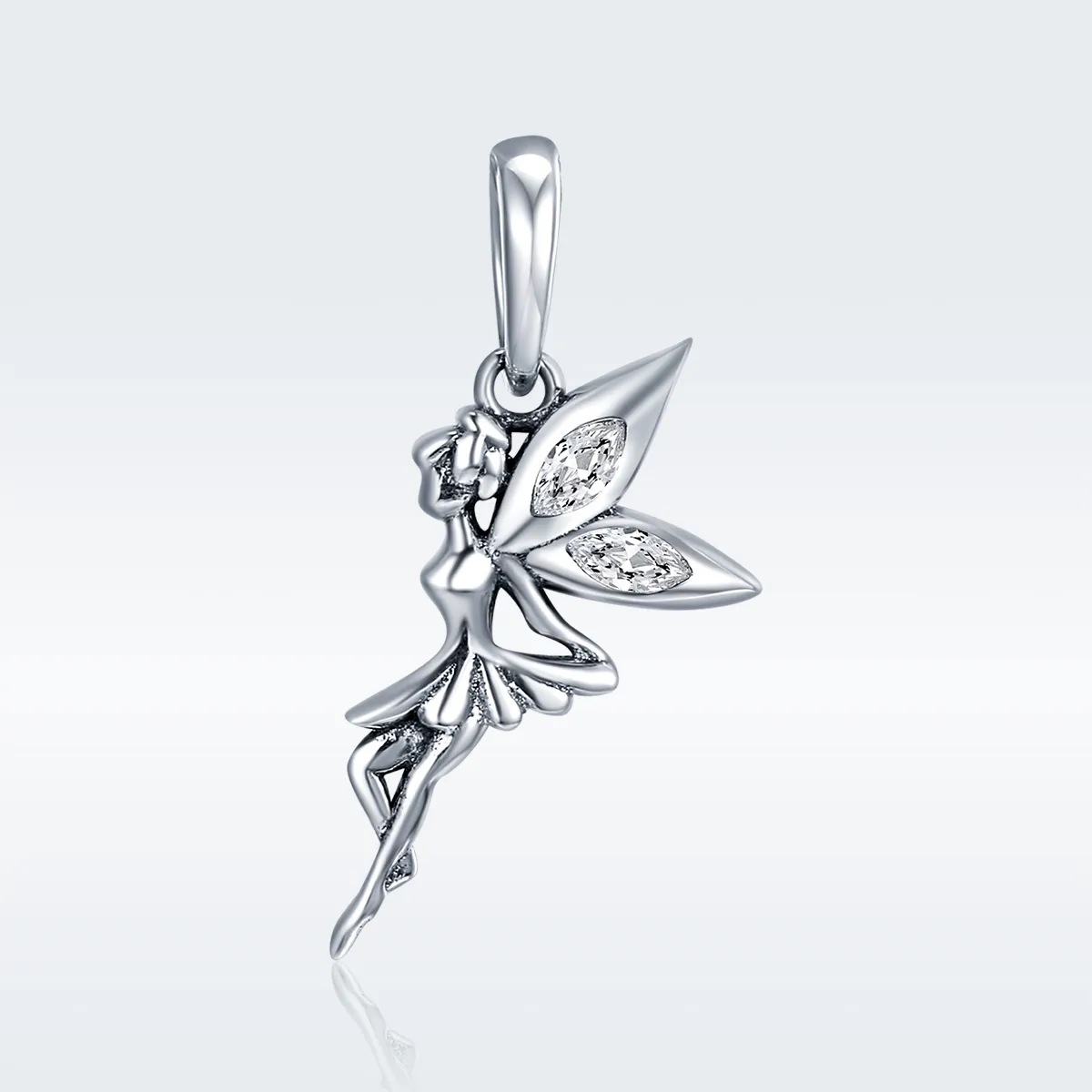 Pandora Style Silver Bangle Charm, White Flower Fairy - SCC359