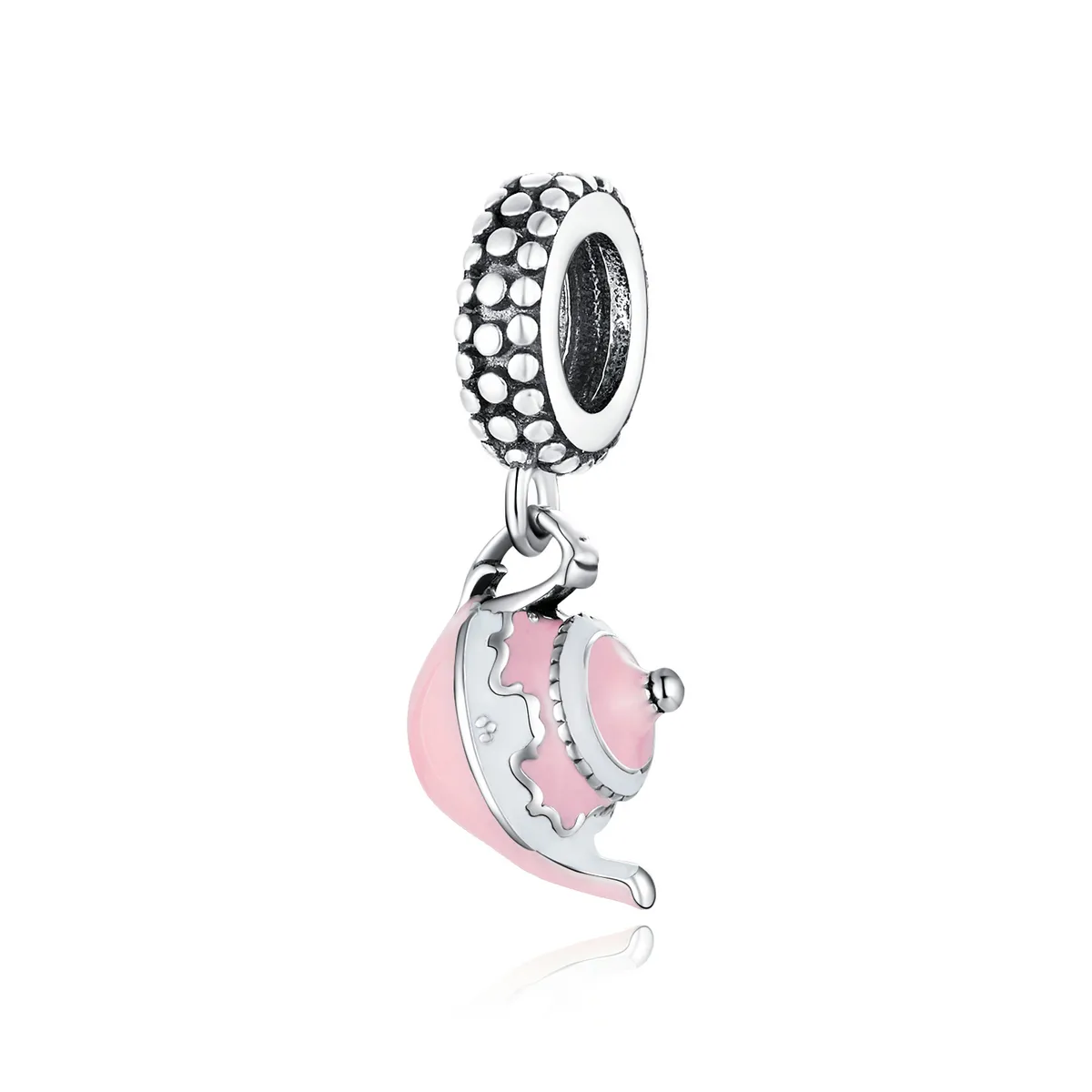 Pandora Style Silver Dangle Charm, Classic Teapot, Pink Enamel - SCC1492