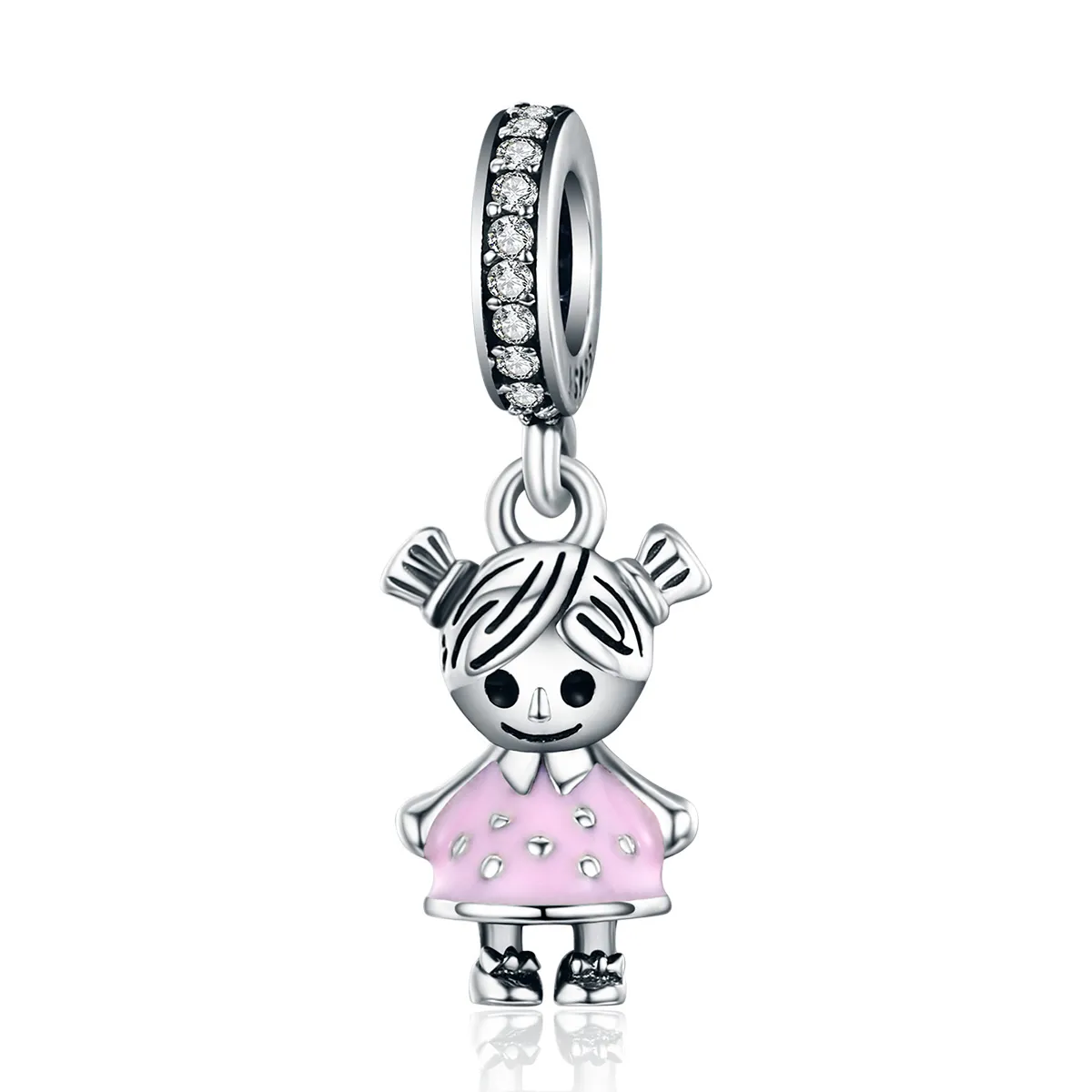 Pandora Style Silver Dangle Charm, Perfect Life Is Sweet, Pink Enamel - SCC543