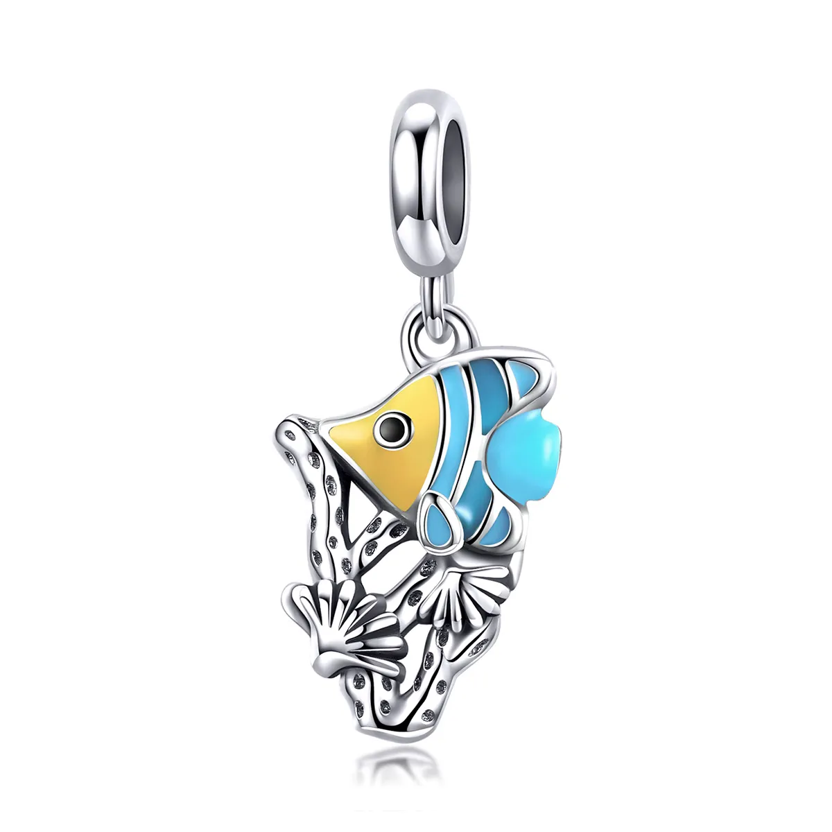 Pandora Style Silver Dangle Charm, Underwater World, Multicolor Enamel - SCC959