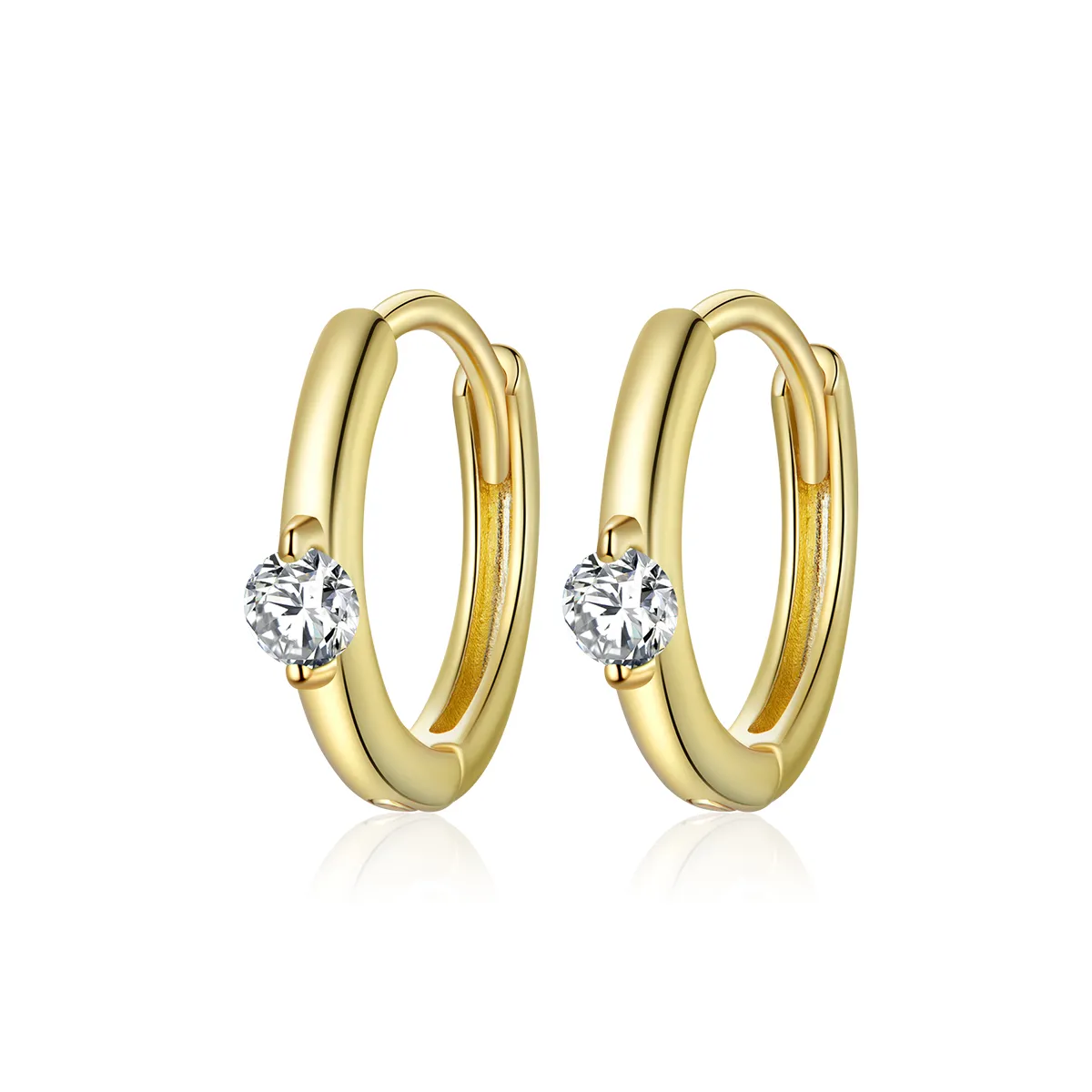 Pandora Style 18ct Gold Plated Hoop Earrings , Shining Diamond - SCE1050-B