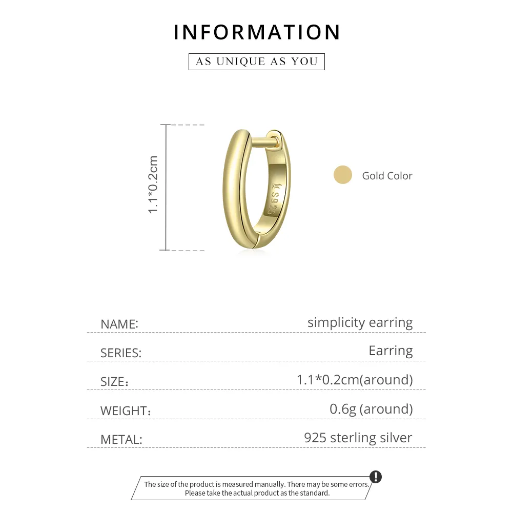 Pandora Style 18ct Gold Plated Hoop Earrings , Simplicity - SCE1093