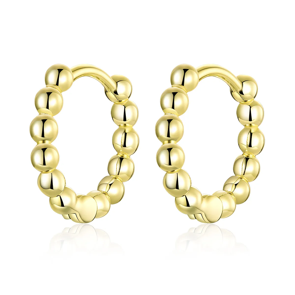 Pandora Style 18ct Gold Plated Hoop Earrings , Small Ball - SCE807-B