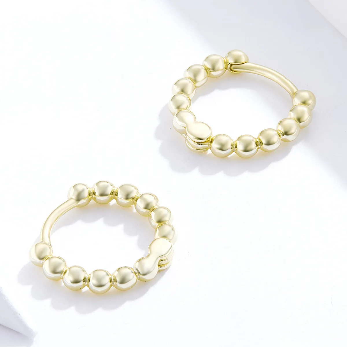 Pandora Style 18ct Gold Plated Hoop Earrings , Small Ball - SCE807-B