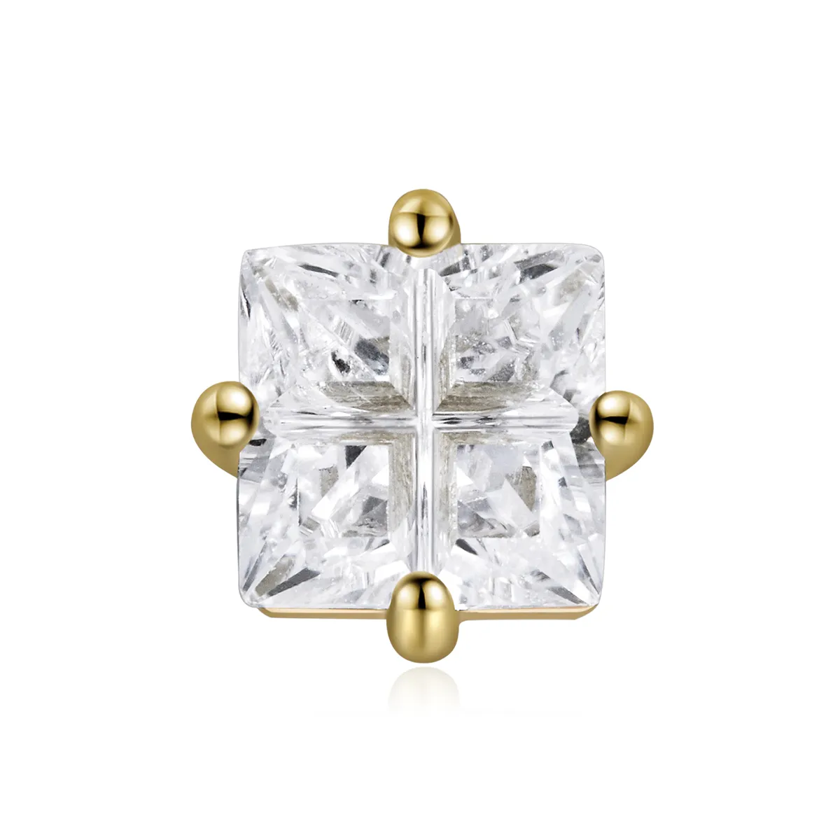 Pandora Style 18ct Gold Plated Stud Earrings, Princess Square Zirconium - SCE1090