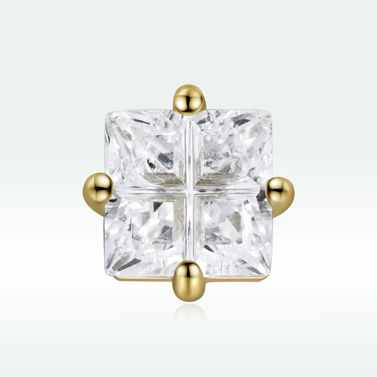 Pandora Style 18ct Gold Plated Stud Earrings, Princess Square Zirconium - SCE1090