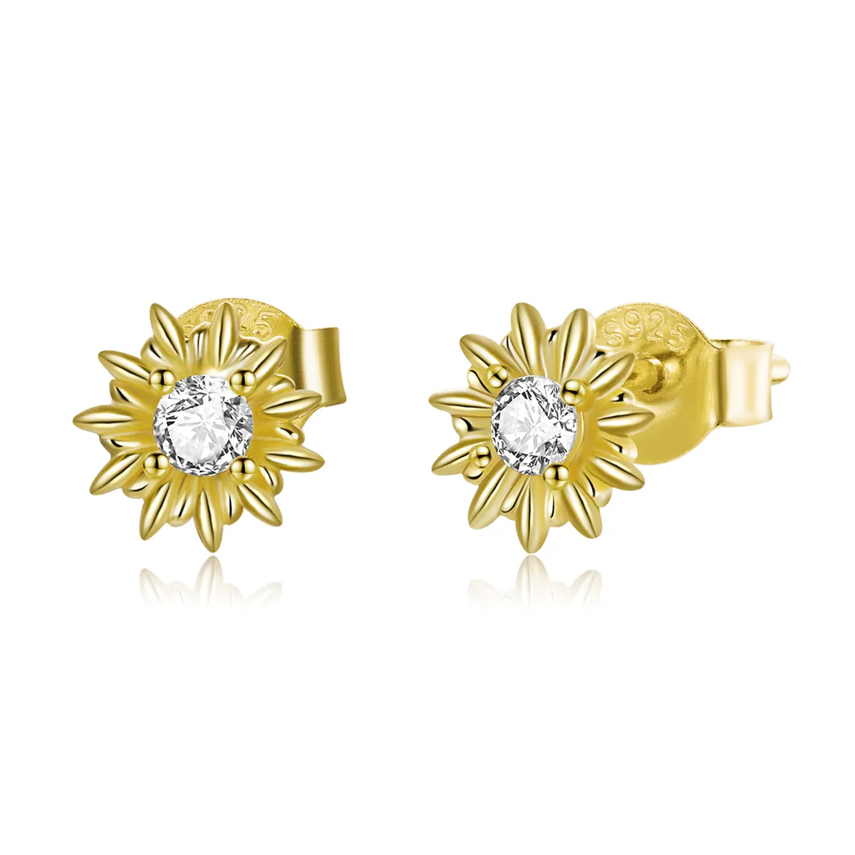 Pandora Style 18ct Gold Plated Stud Earrings, Sunflower - SCE1057