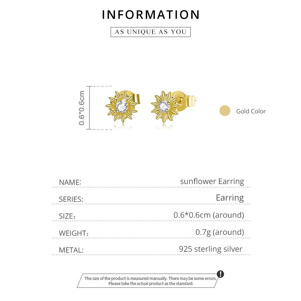 Pandora Style 18ct Gold Plated Stud Earrings, Sunflower - SCE1057