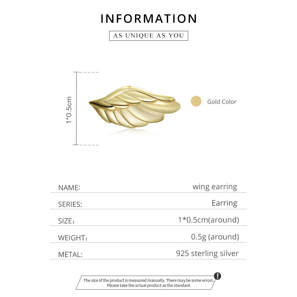 Pandora Style 18ct Gold Plated Stud Earrings, Wing - SCE1092