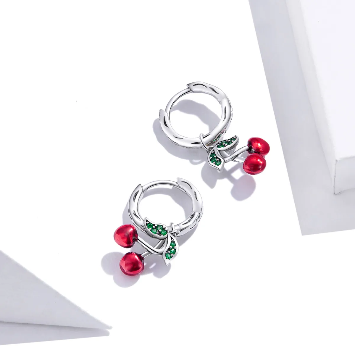 Pandora Style Rose Gold Dangle Earrings, Cherry - SCE905