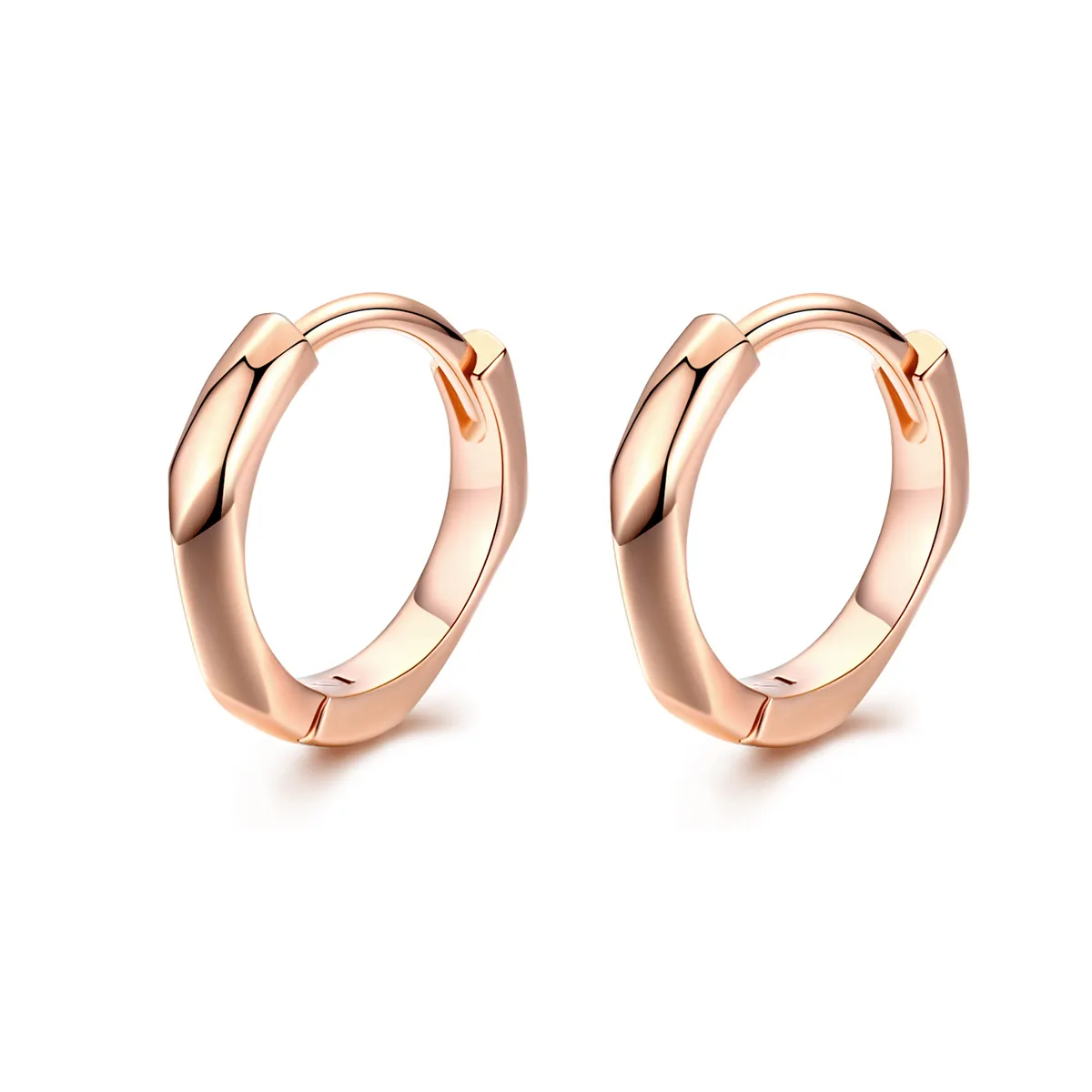 Pandora Style Rose Gold Hoop Earrings, Simple - BSE119