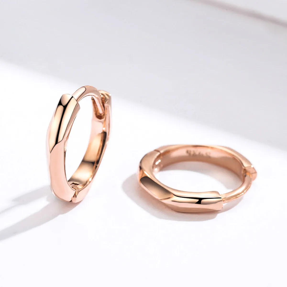 Pandora Style Rose Gold Hoop Earrings, Simple - BSE119