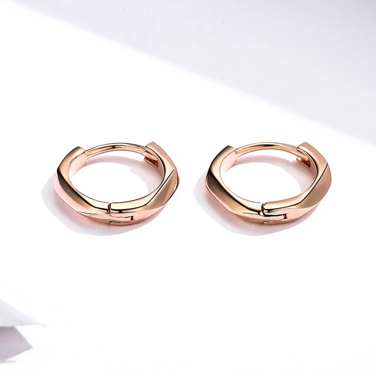 Pandora Style Rose Gold Hoop Earrings, Simple - BSE119