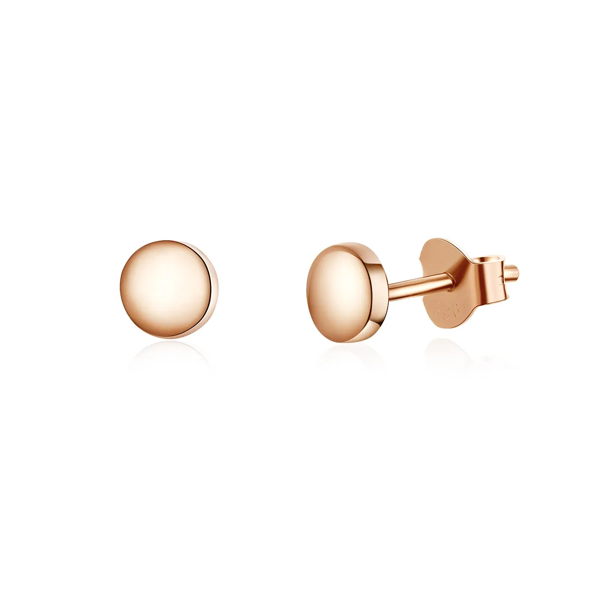 Pandora Style Rose Gold Stud Earrings, Simple Bean - SCE705-C