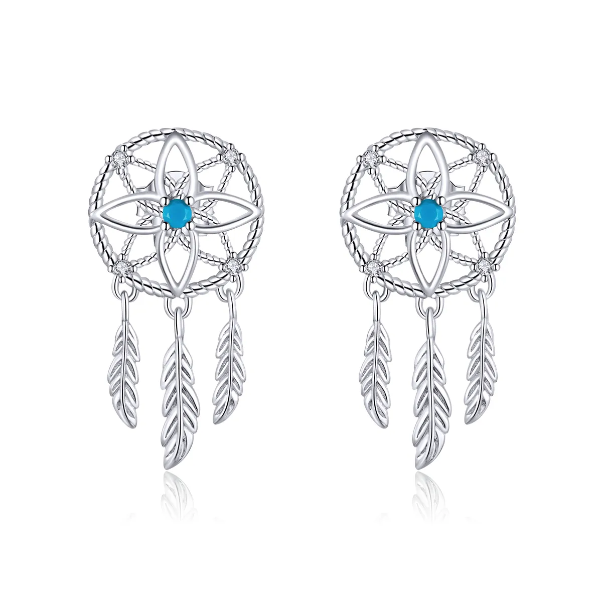 Pandora Style Silver Dangle Earrings, Dreamcatcher - BSE339