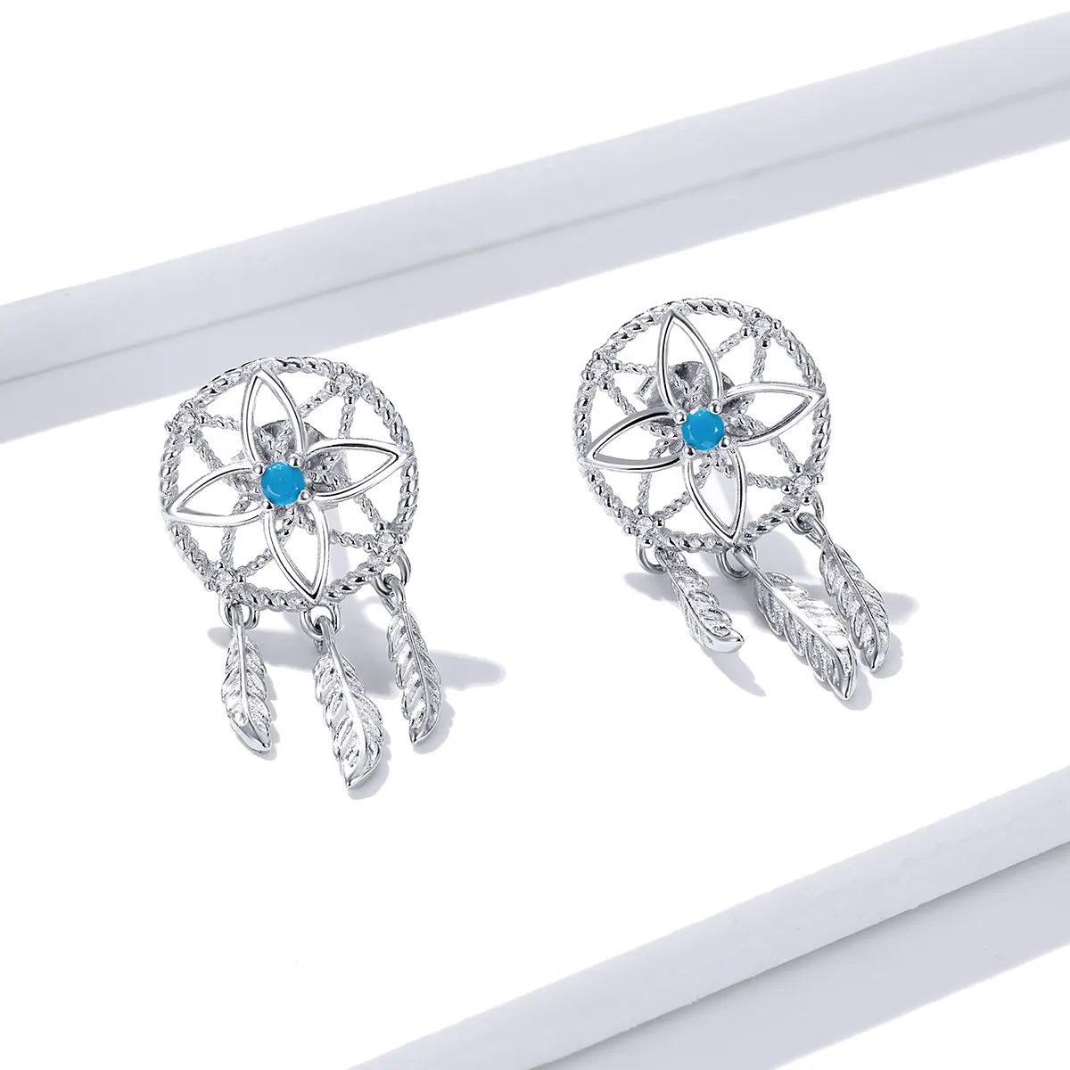 Pandora Style Silver Dangle Earrings, Dreamcatcher - BSE339