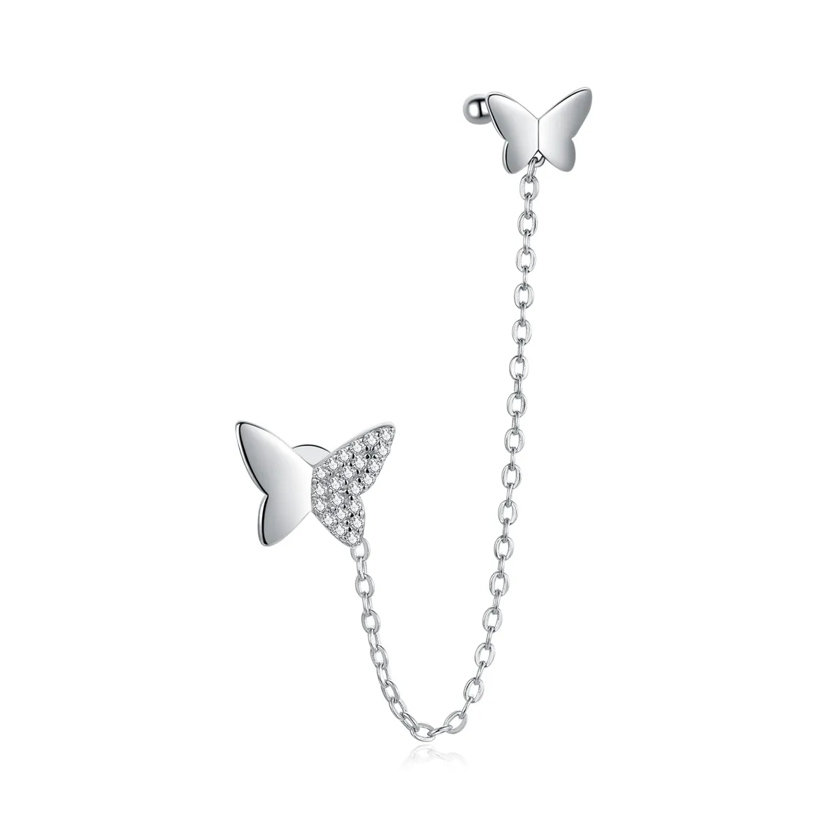 Pandora Style Silver Dangle Earrings, Flying Butterflies - SCE913