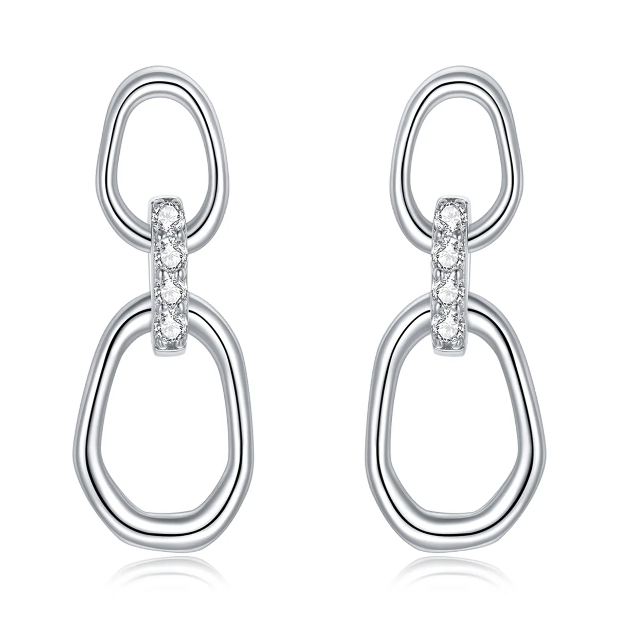 Pandora Style Silver Dangle Earrings, Geometry - SCE1016