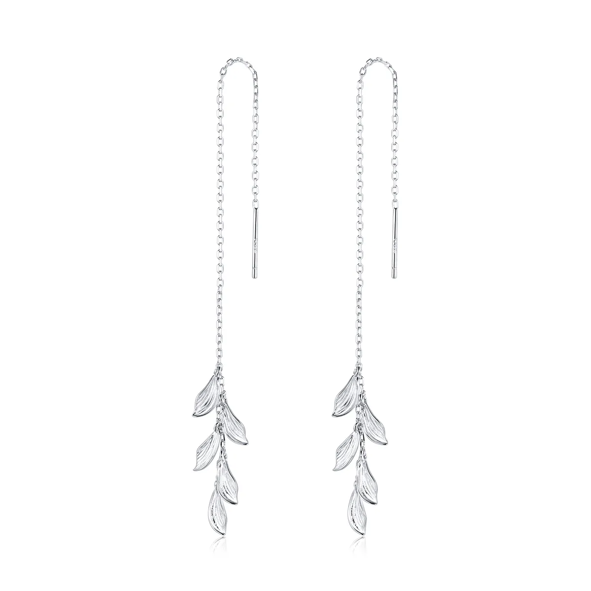 Pandora Style Silver Dangle Earrings, Leaves - SCE987