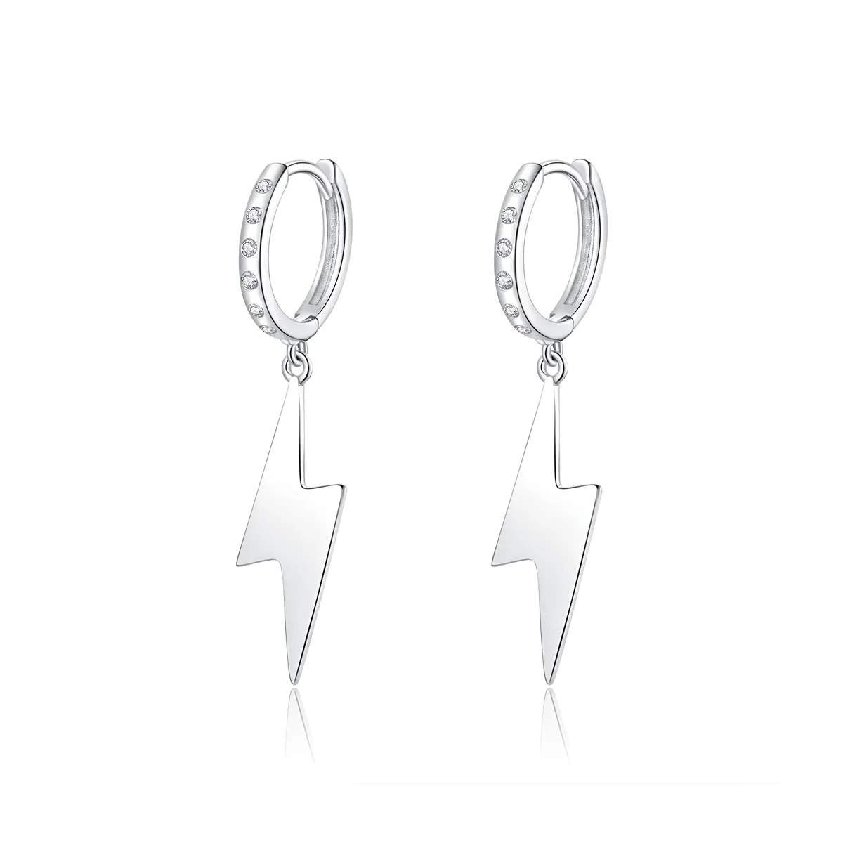 Pandora Style Silver Dangle Earrings, Lightning Bolt - BSE221