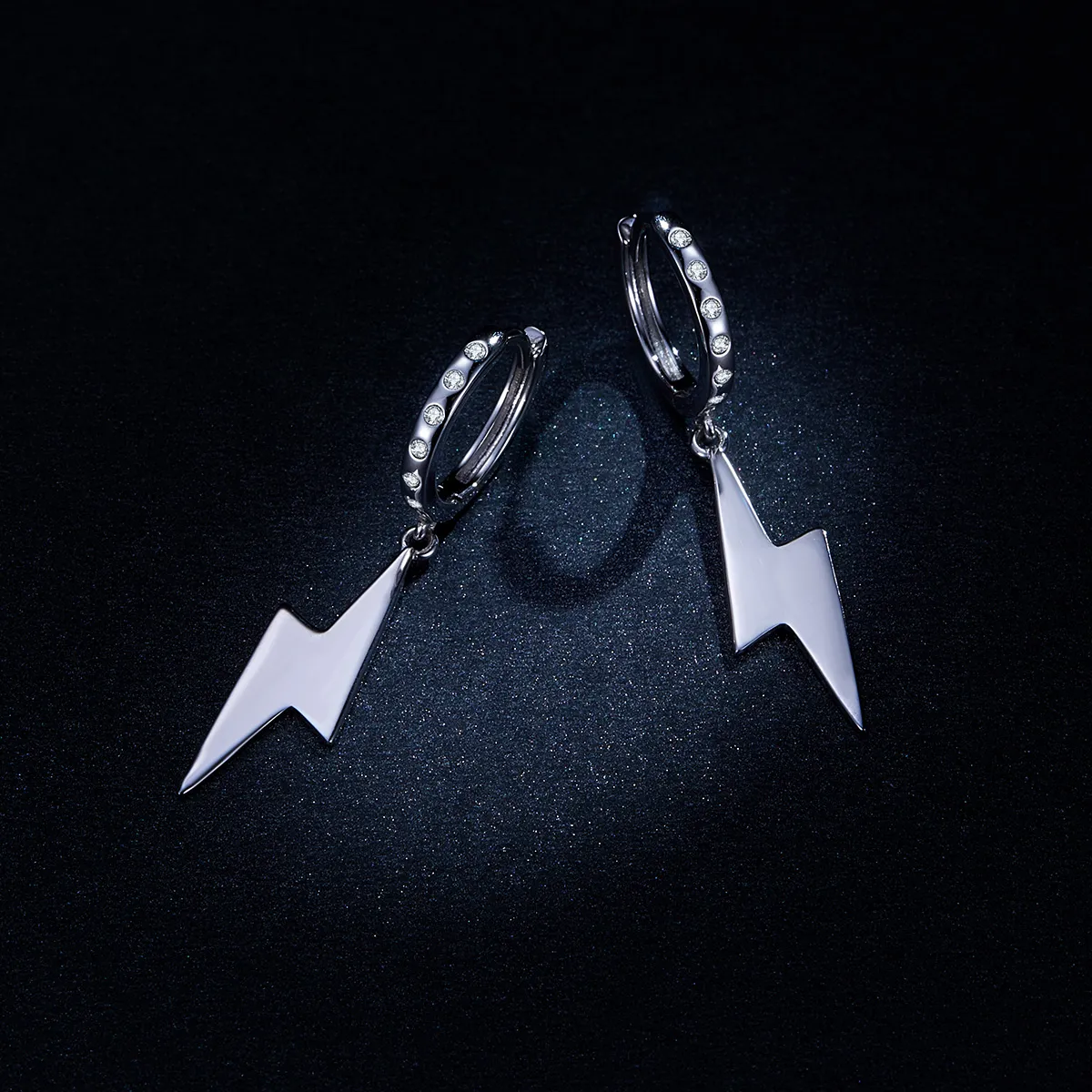 Pandora Style Silver Dangle Earrings, Lightning Bolt - BSE221