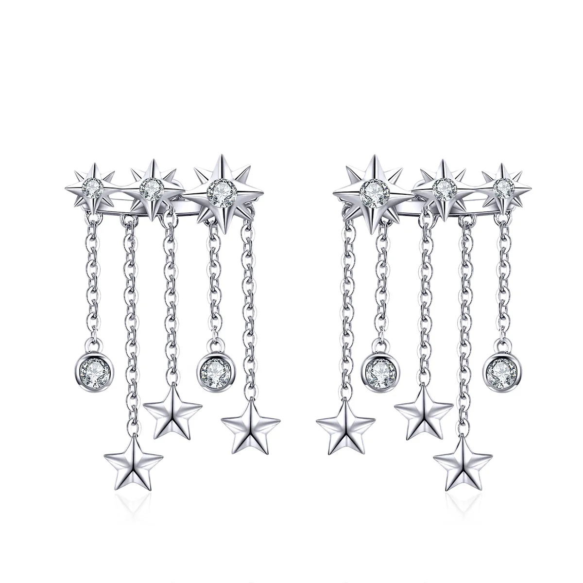 Pandora Style Silver Dangle Earrings, Shining Star - SCE700