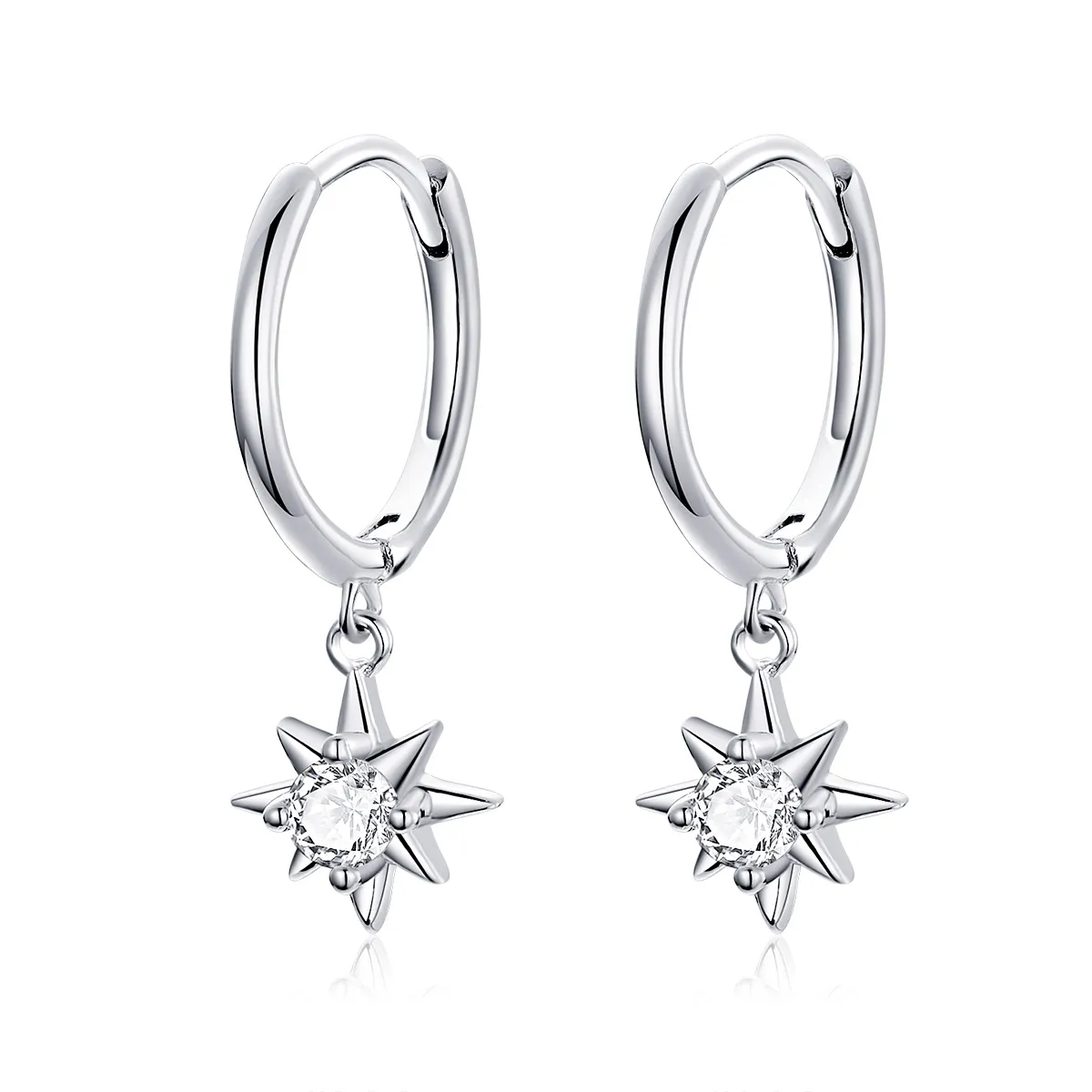 Pandora Style Silver Dangle Earrings, Star - SCE759