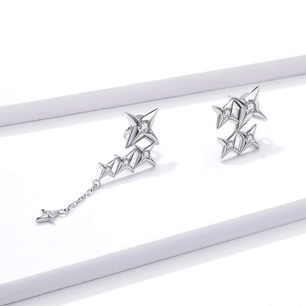 Pandora Style Silver Dangle Earrings, Starry - BSE461