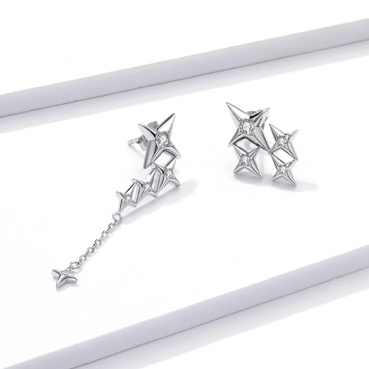 Pandora Style Silver Dangle Earrings, Starry - BSE461