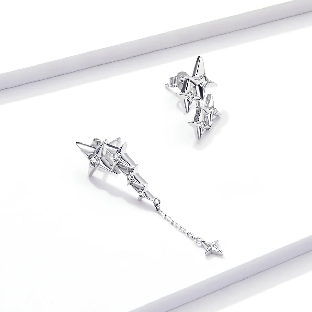 Pandora Style Silver Dangle Earrings, Starry - BSE461