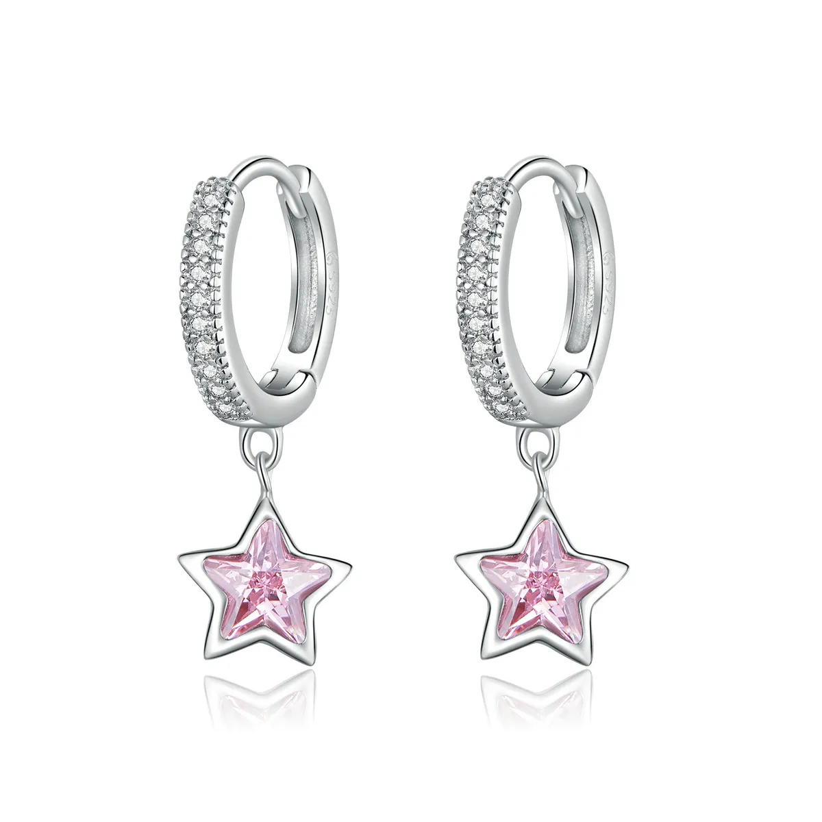 Pandora Style Silver Dangle Earrings, Stars - BSE414