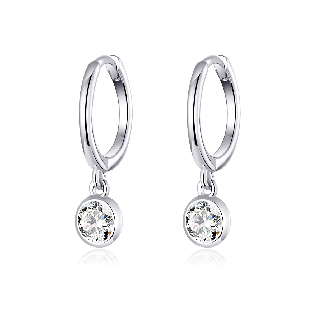 Pandora Style Silver Dangle Earrings, Zirconia - SCE830