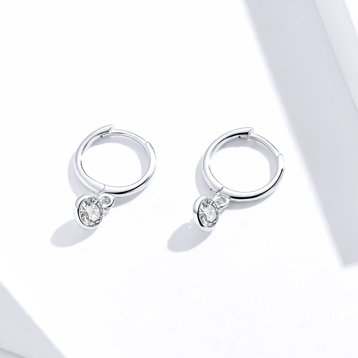 Pandora Style Silver Dangle Earrings, Zirconia - SCE830