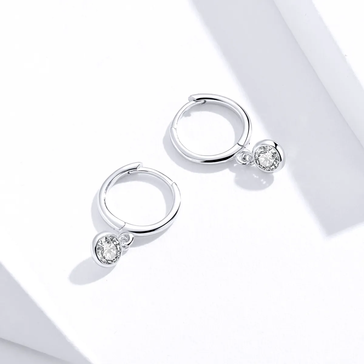 Pandora Style Silver Dangle Earrings, Zirconia - SCE830