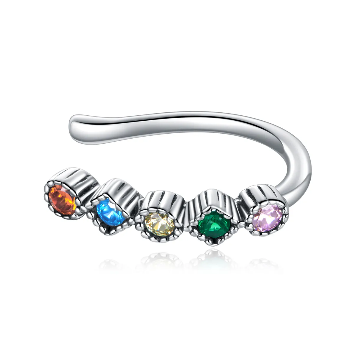 Pandora Style Silver Ear Clip, Colorful - SCE1064