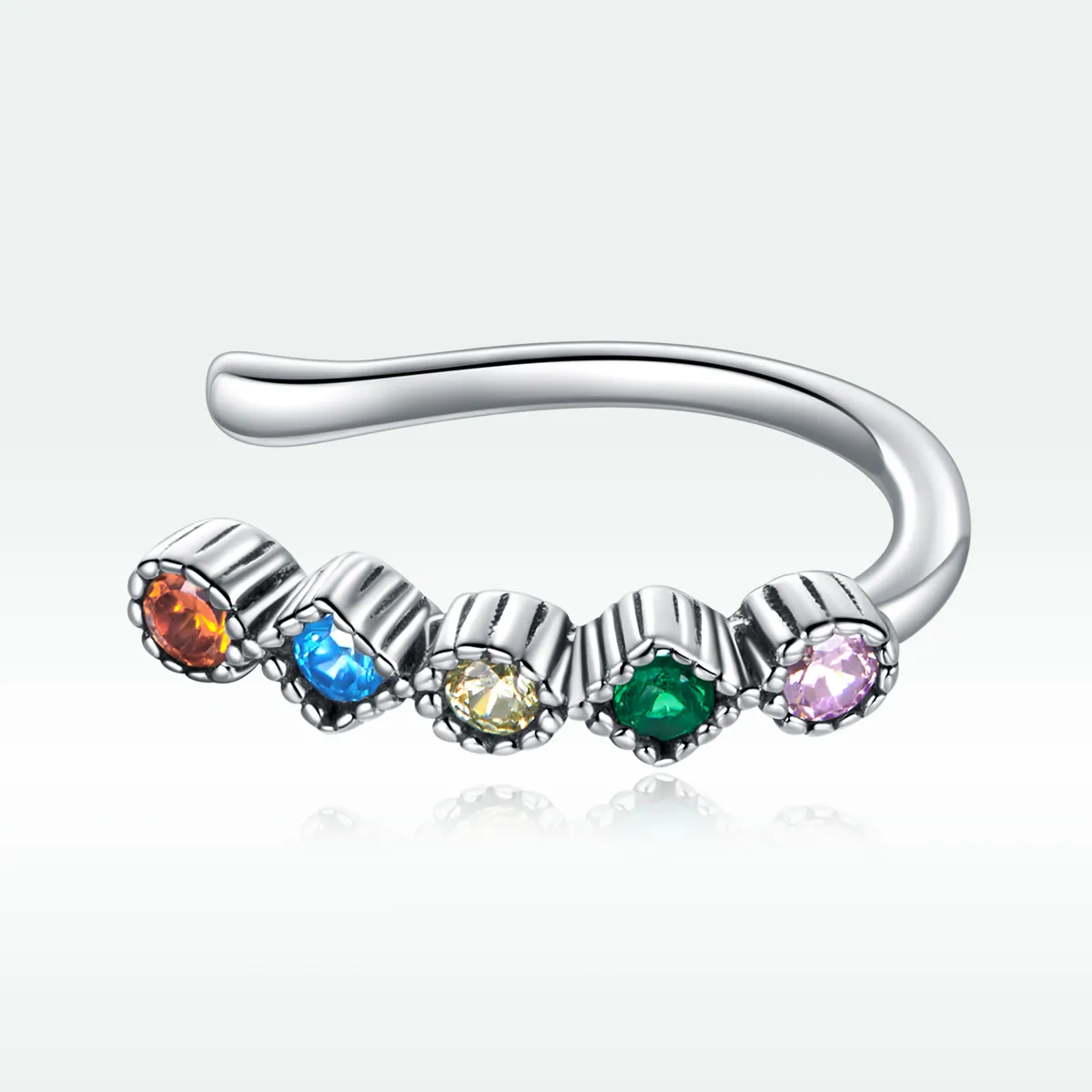 Pandora Style Silver Ear Clip, Colorful - SCE1064