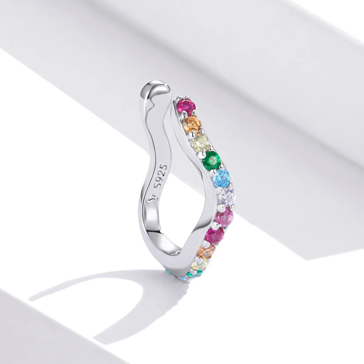 Pandora Style Silver Ear Clip, Rainbow - SCE894