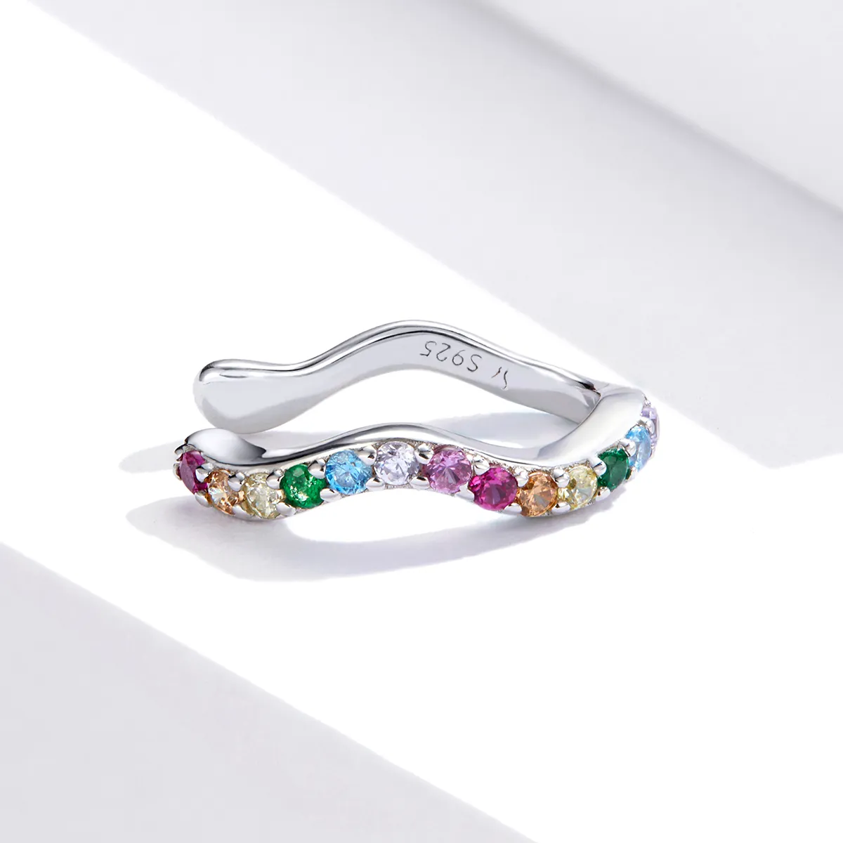 Pandora Style Silver Ear Clip, Rainbow - SCE894