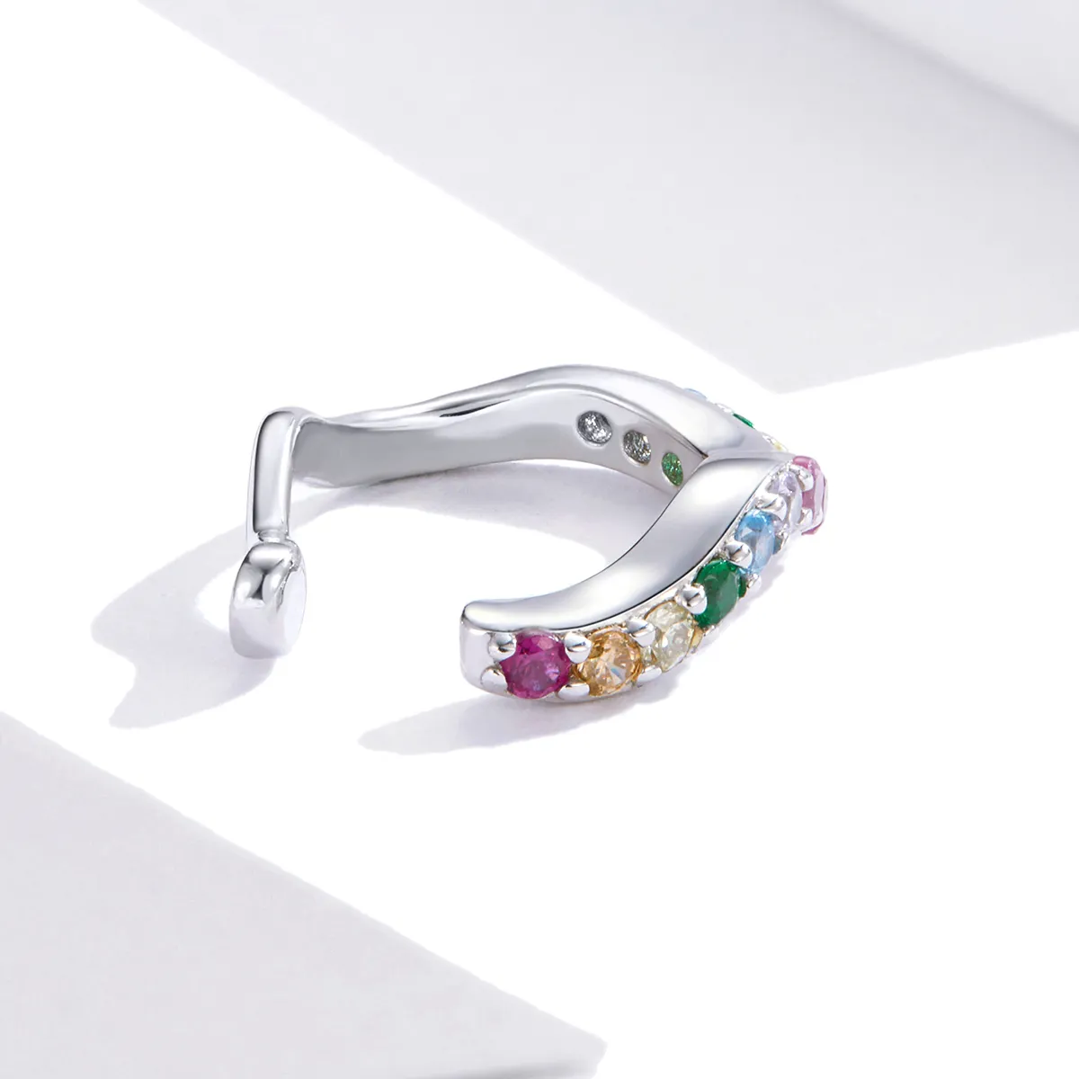 Pandora Style Silver Ear Clip, Rainbow - SCE894