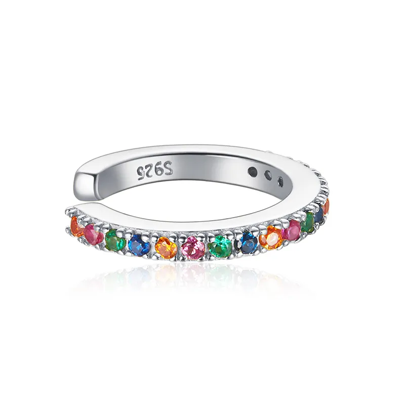 Pandora Style Silver Ear Clip, Rainbow - SCE993-A