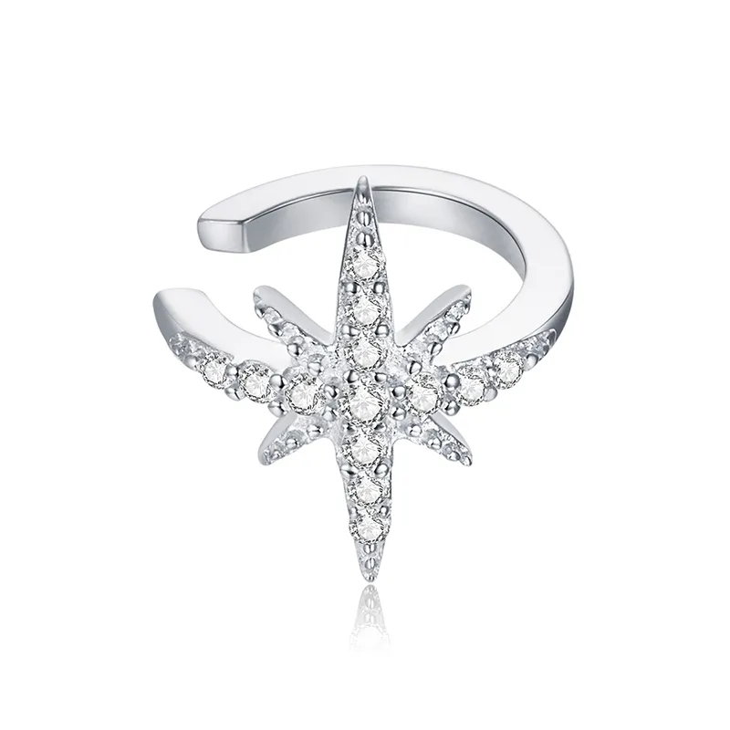 Pandora Style Silver Ear Clip, Star - SCE999-A